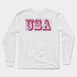 USA Flag Color Text Font 2 Long Sleeve T-Shirt